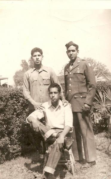 My father Louie pictured with his brothers Ernie and Andy in 1945.
